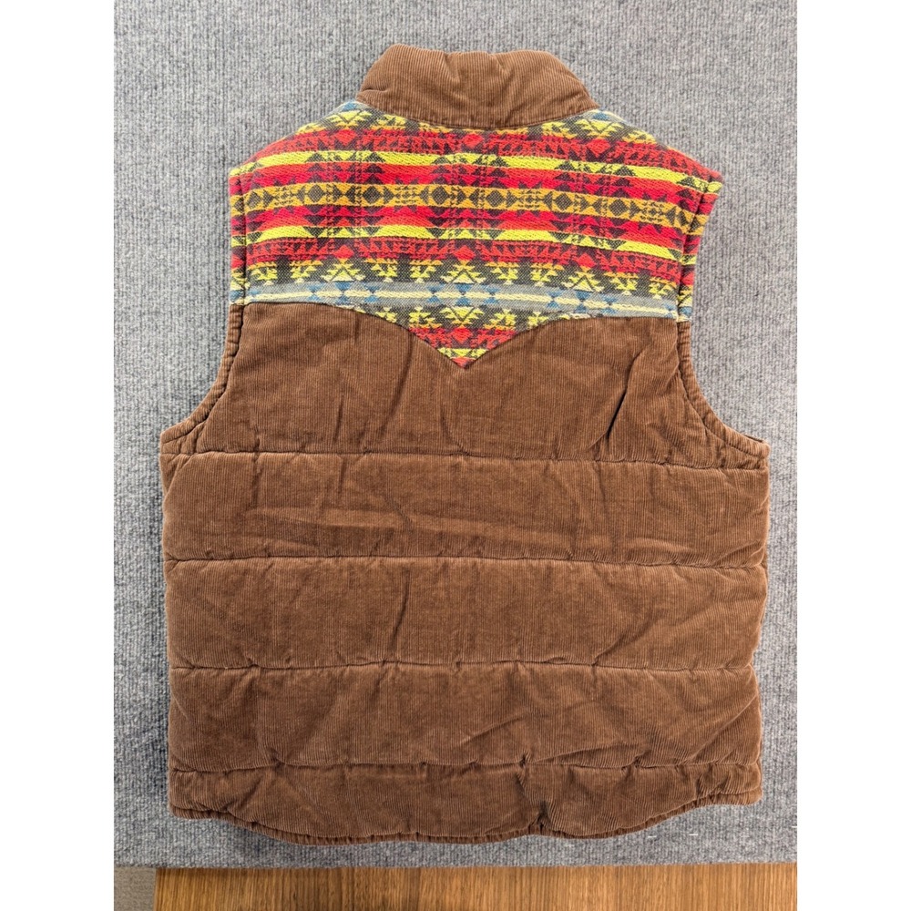 True Religion Mens Large Brown Corduroy Puffer Vest Southwestern Yoke Vintage L - Picture 7 of 7